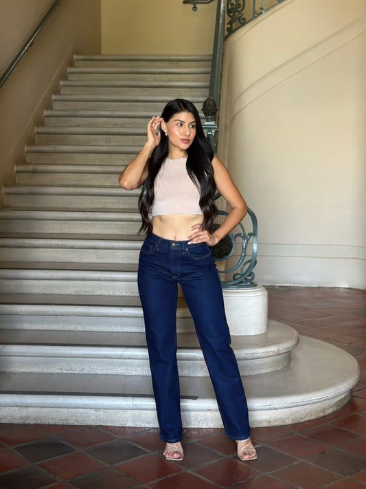 High Waist Vintage Straight Leg Denim Jeans - Tigbul's Variety Fashion Shop