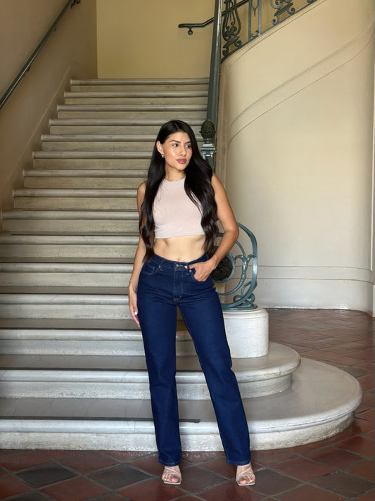 High Waist Vintage Straight Leg Denim Jeans - Tigbul's Variety Fashion Shop