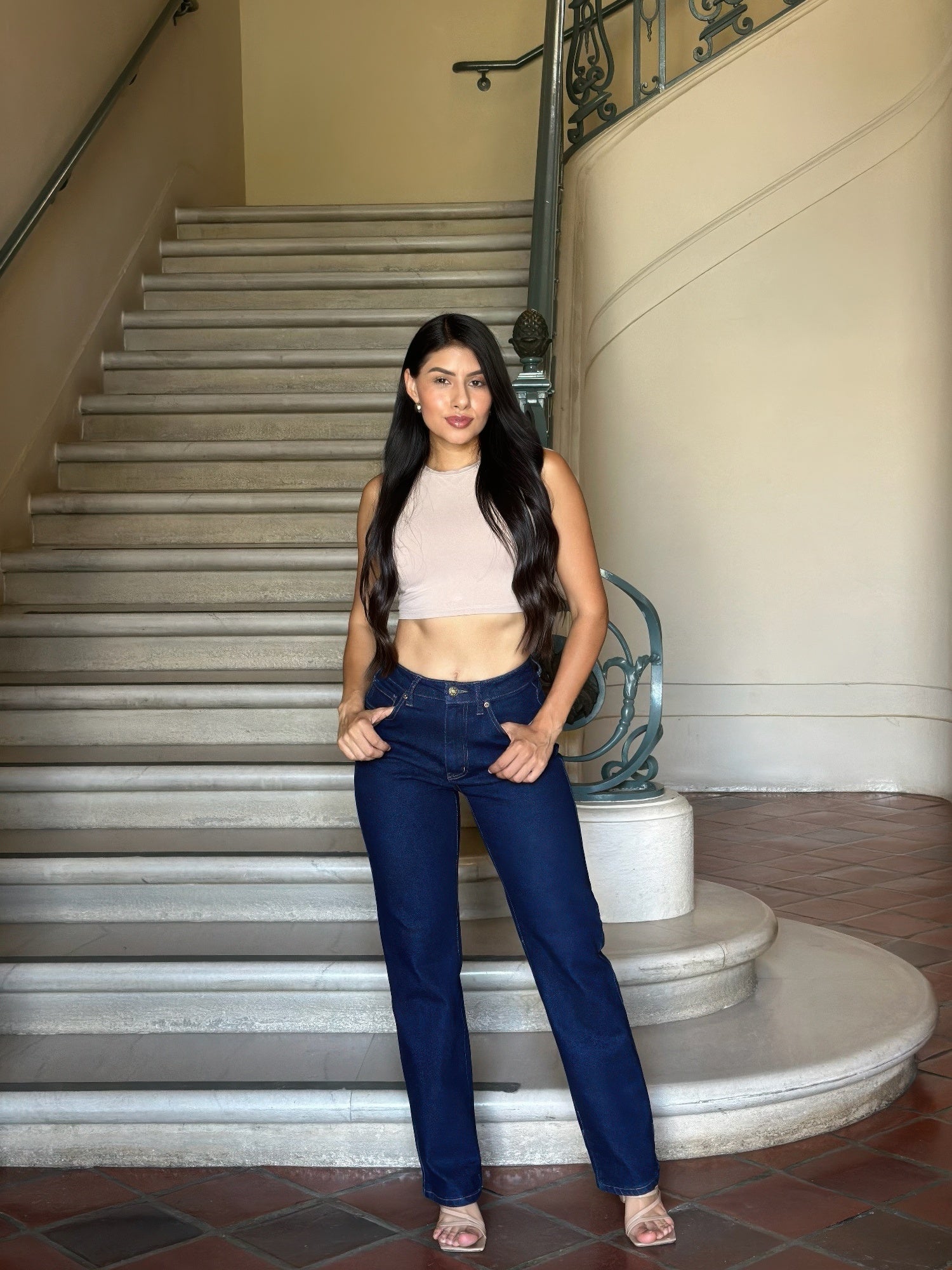 High Waist Vintage Straight Leg Denim Jeans - Tigbul's Variety Fashion Shop