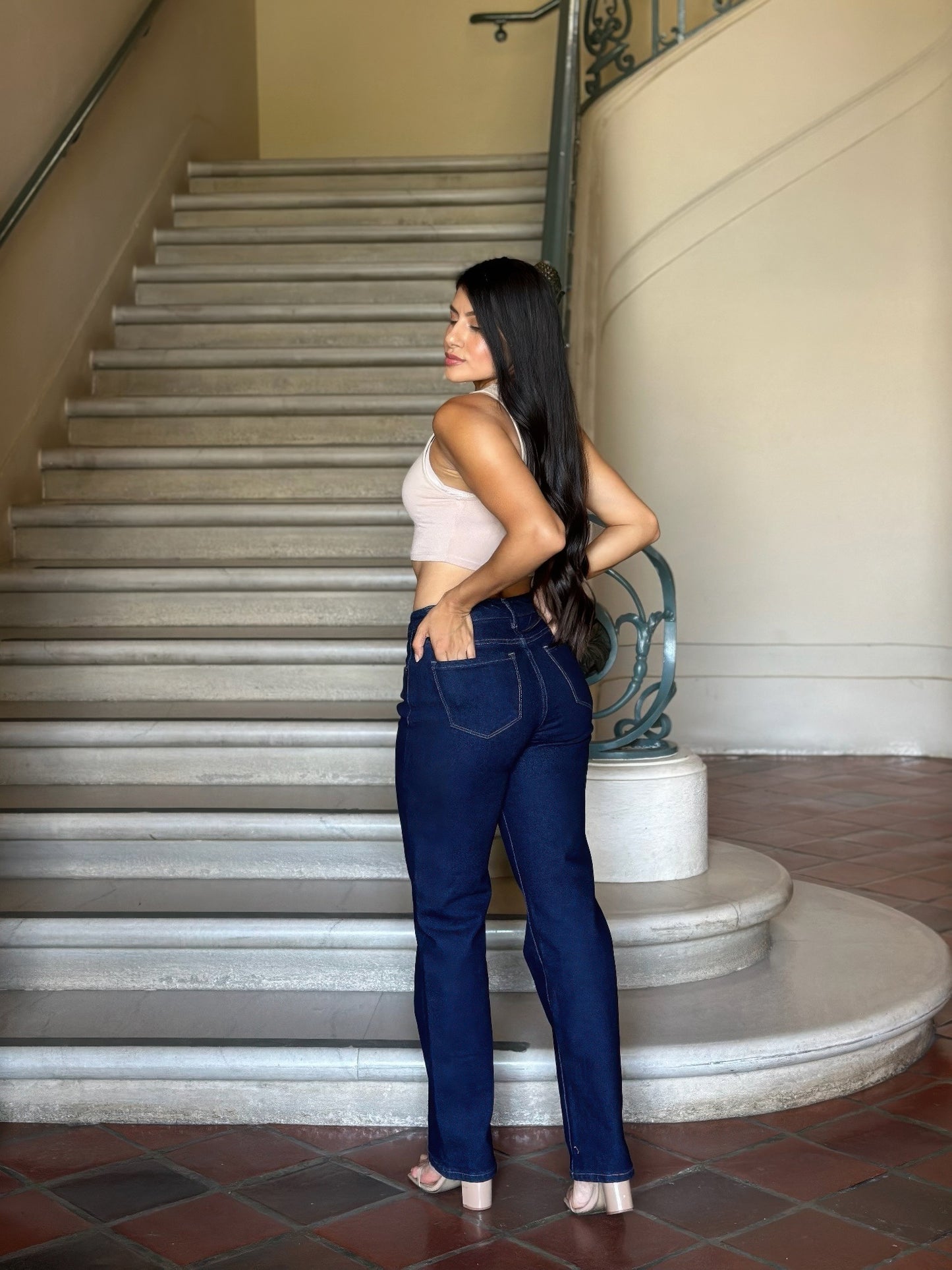 High Waist Vintage Straight Leg Denim Jeans - Tigbul's Variety Fashion Shop