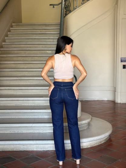 High Waist Vintage Straight Leg Denim Jeans - Tigbul's Variety Fashion Shop