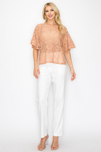 Floral Embroidered Crochet Lace Boxy Blouse Top - Tigbul's Variety Fashion Shop