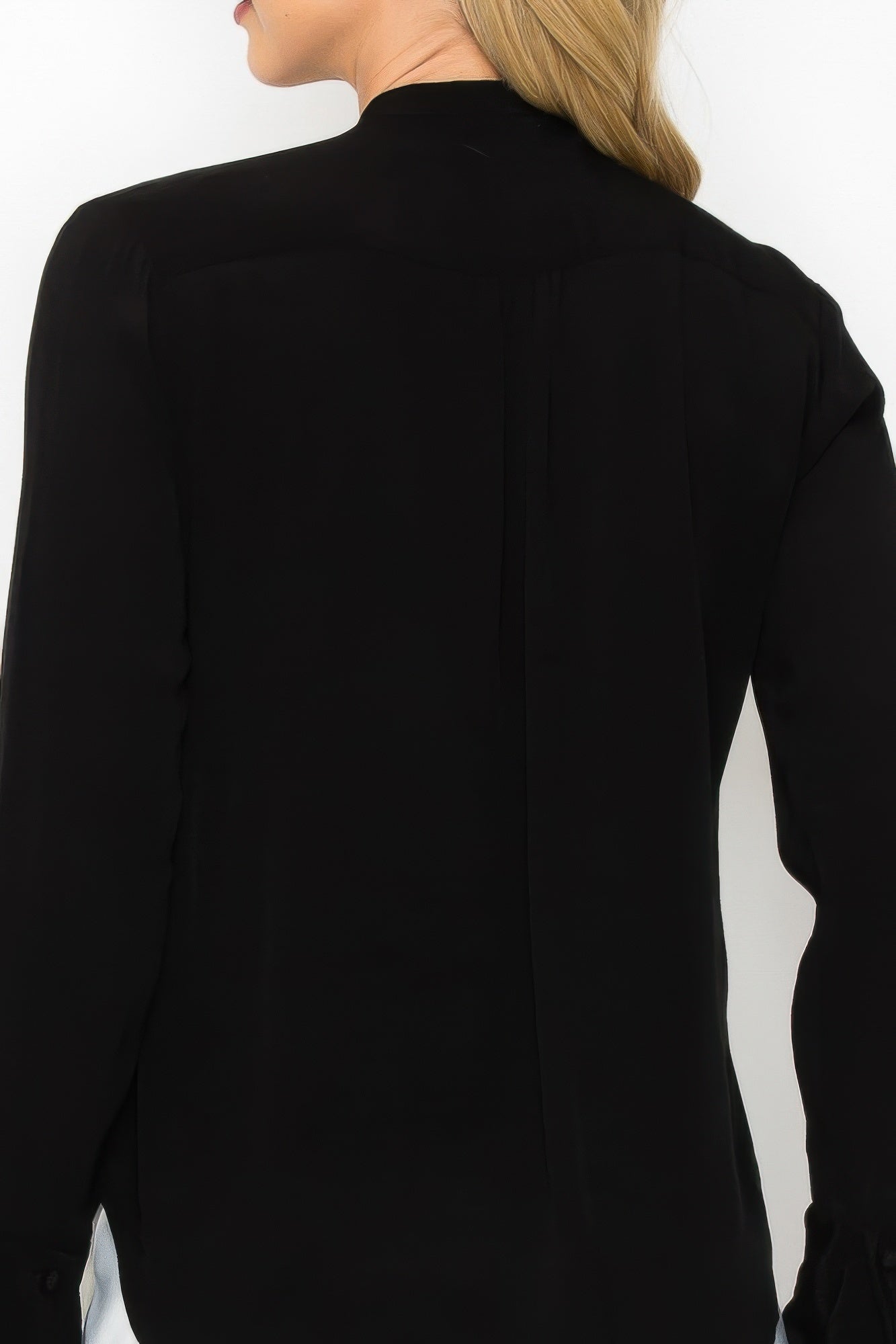 Ruffle Detail Front Tie V-neck Long Sleeve Blouse - Tigbul's Variety Fashion Shop