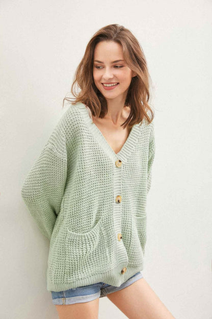 Button Down Knit Cardigan - Tigbul's Variety Fashion Shop