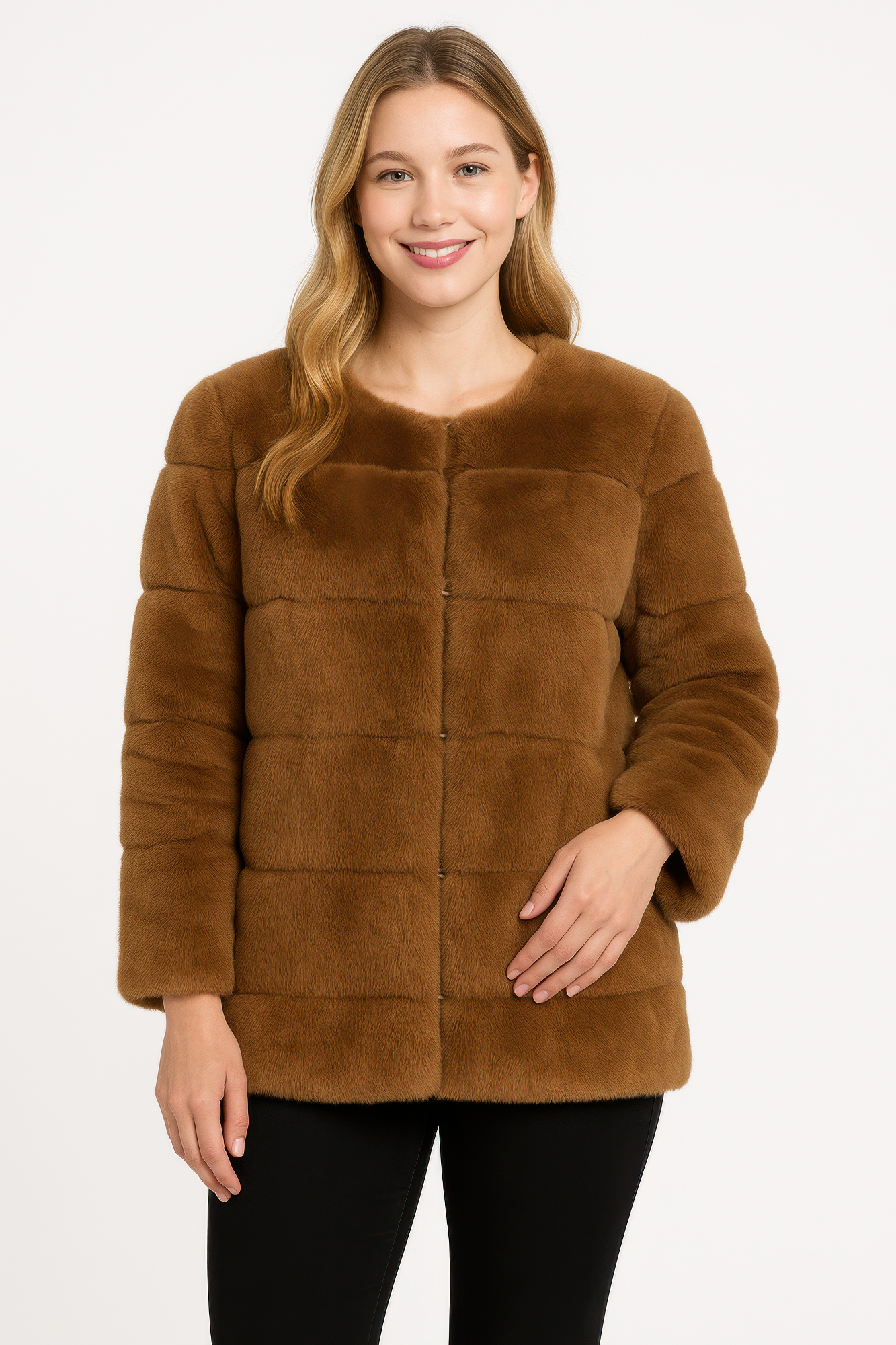 Plush Camel Faux Fur Jacket - Tigbul's Variety Fashion Shop