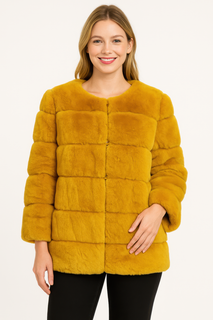 Plush Camel Faux Fur Jacket - Tigbul's Variety Fashion Shop