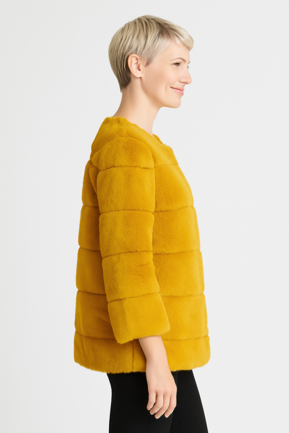 Plush Camel Faux Fur Jacket - Tigbul's Variety Fashion Shop