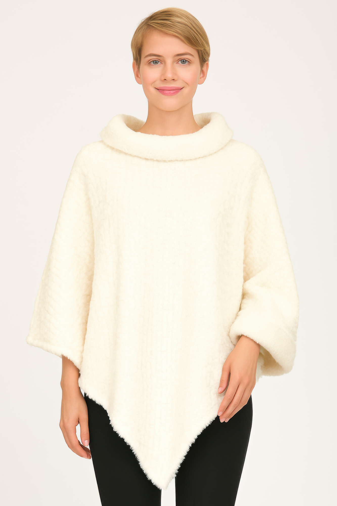Textured Cowl Neck Poncho - Tigbul's Variety Fashion Shop