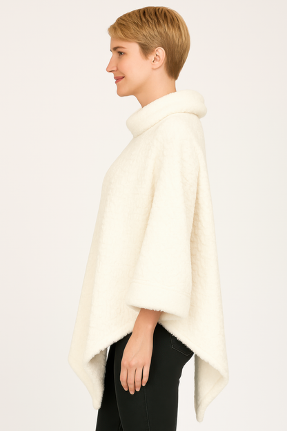 Textured Cowl Neck Poncho - Tigbul's Variety Fashion Shop