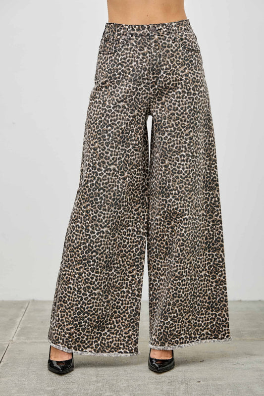 Leopard Super High Rise Wide Leg With Stretch - Tigbul's Variety Fashion Shop
