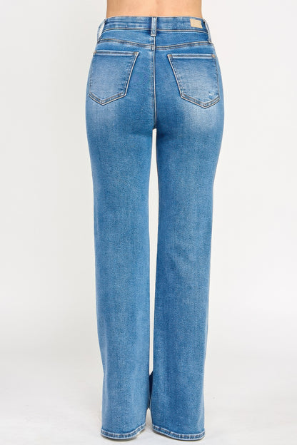 Plus High Rise Straight With Jewel Buttons - Tigbul's Variety Fashion Shop