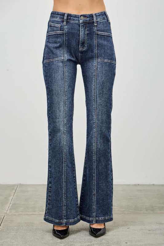 High Rise Boot Cut With Seam Detail - Tigbul's Variety Fashion Shop
