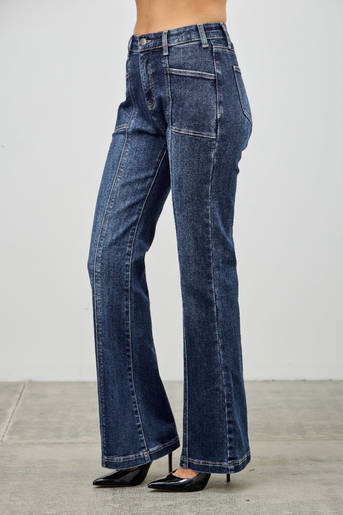 High Rise Boot Cut With Seam Detail - Tigbul's Variety Fashion Shop