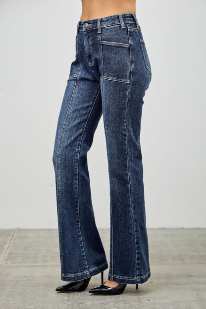 High Rise Boot Cut With Seam Detail - Tigbul's Variety Fashion Shop