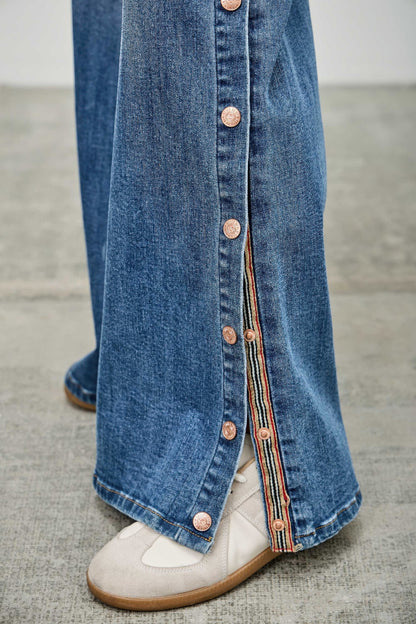 High Rise Wide Leg With Snap Buttons - Tigbul's Variety Fashion Shop