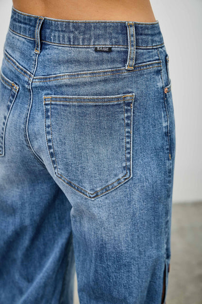 High Rise Wide Leg With Snap Buttons - Tigbul's Variety Fashion Shop