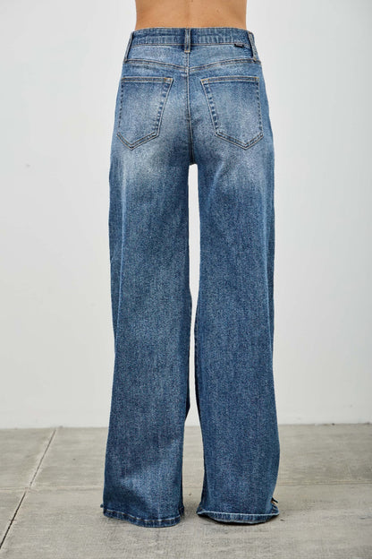 High Rise Wide Leg With Snap Buttons - Tigbul's Variety Fashion Shop