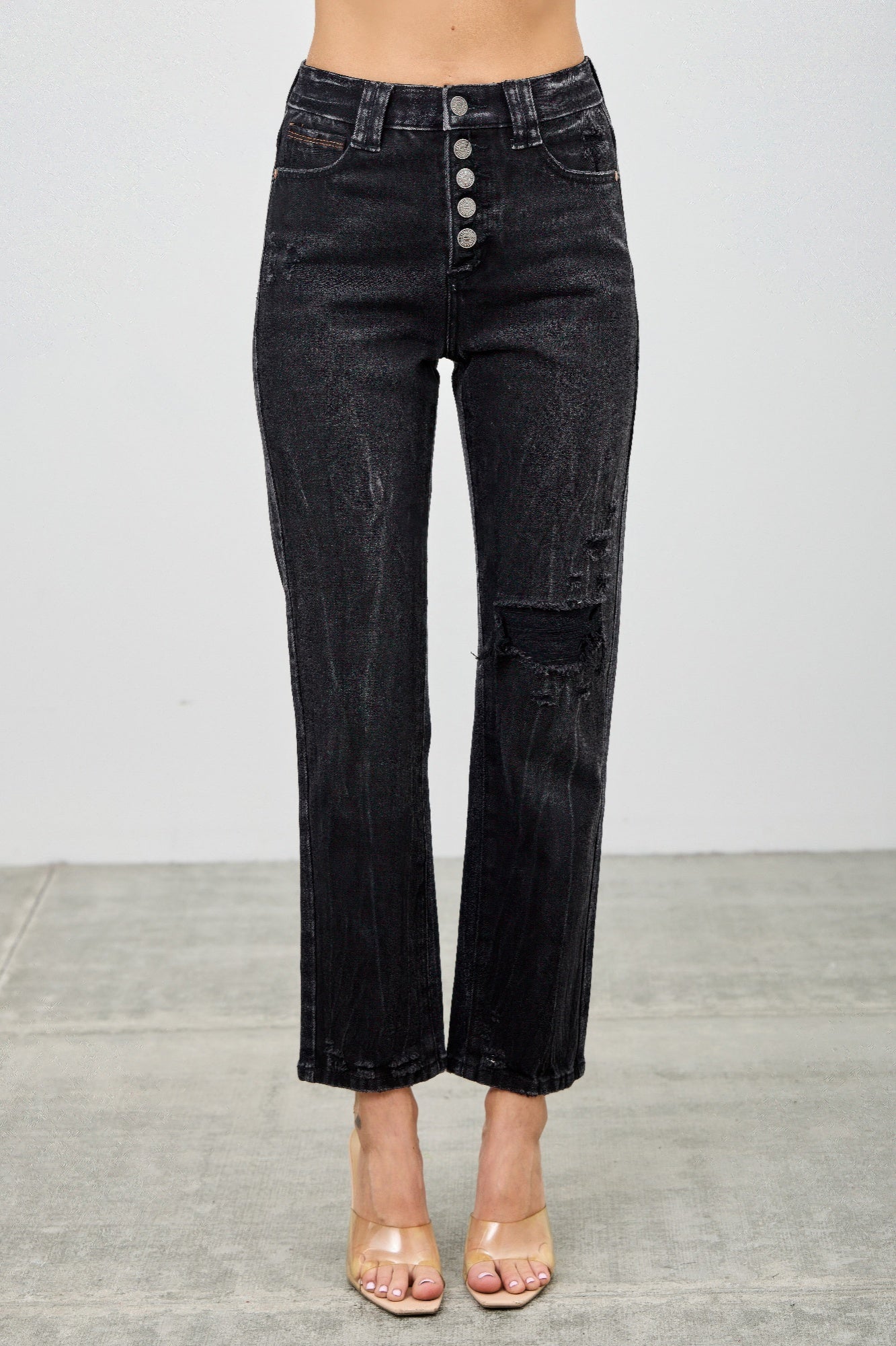 High Rise Slim Fit With Button Fly - Tigbul's Variety Fashion Shop