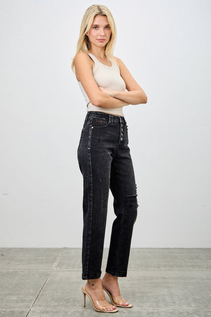 High Rise Slim Fit With Button Fly - Tigbul's Variety Fashion Shop