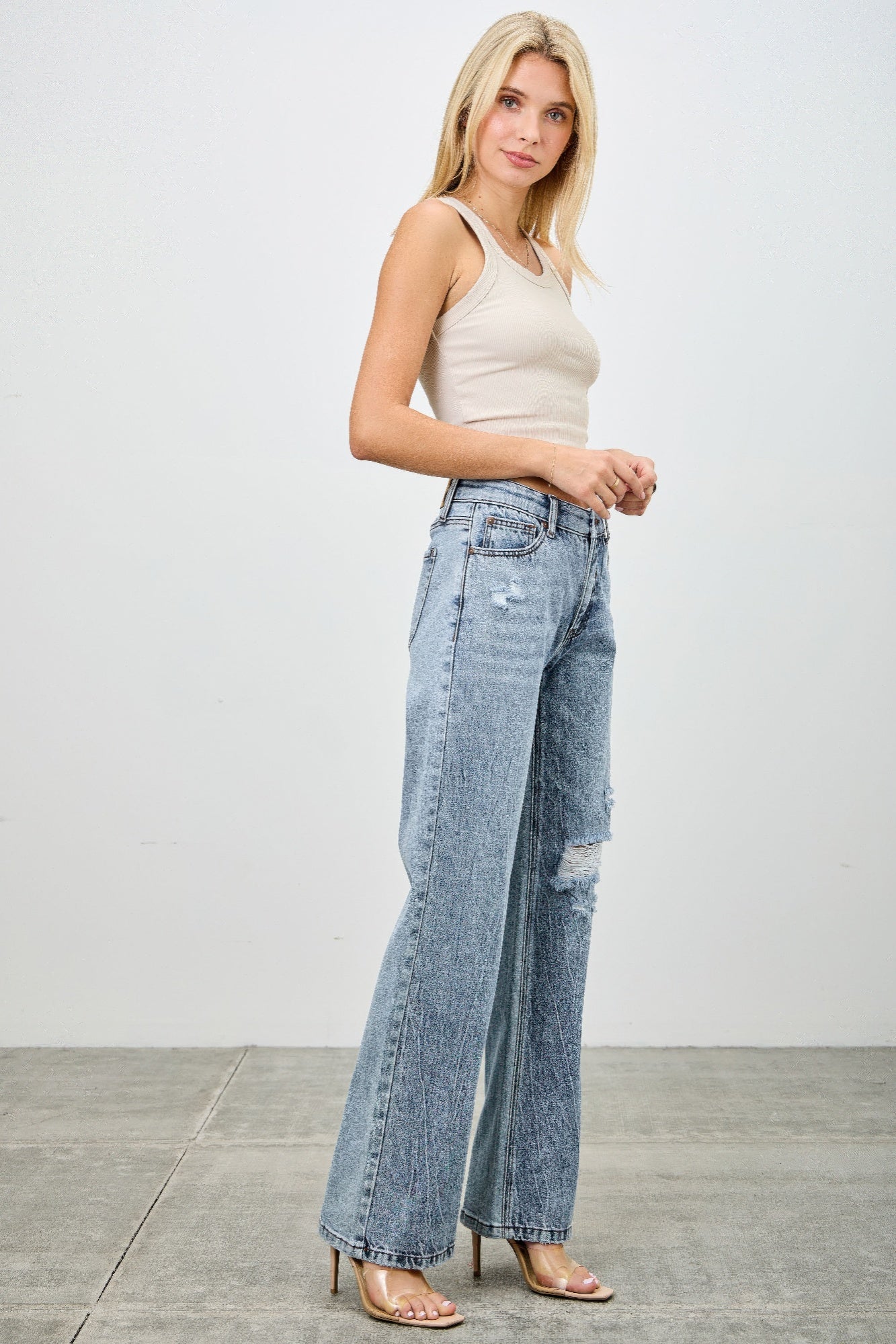 Mid Rise Relaxed Straight With Destroy - Tigbul's Variety Fashion Shop