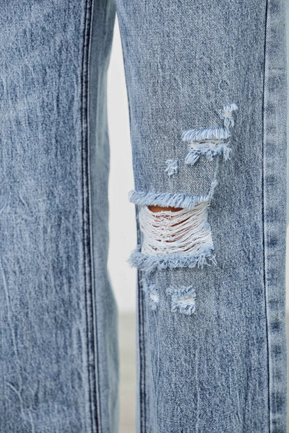 Mid Rise Relaxed Straight With Destroy - Tigbul's Variety Fashion Shop