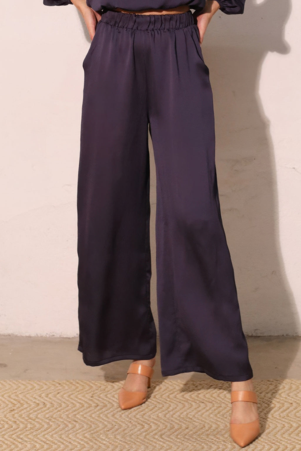 Hammered Satin Pocket Pants - Tigbul's Variety Fashion Shop