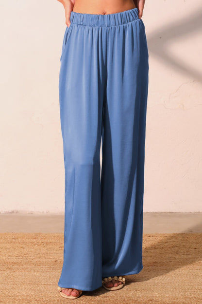 Washed Poly Silk Pocket Pants - Tigbul's Variety Fashion Shop