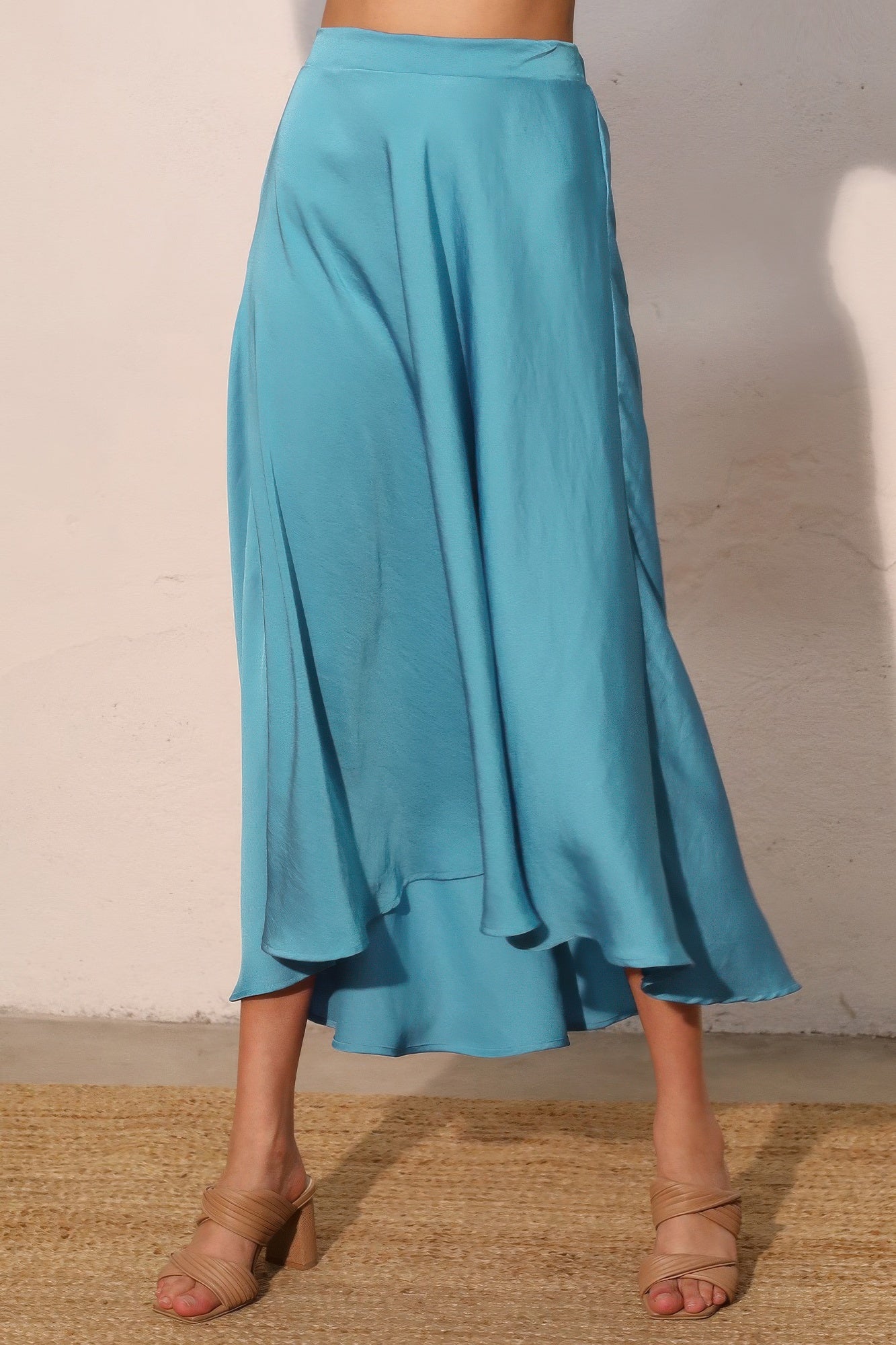 Washed Poly Silk Midi Swing Skirt - Tigbul's Variety Fashion Shop