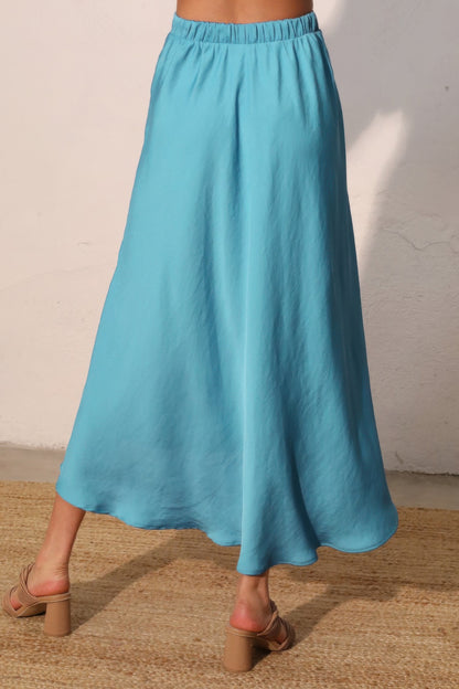 Washed Poly Silk Midi Swing Skirt - Tigbul's Variety Fashion Shop