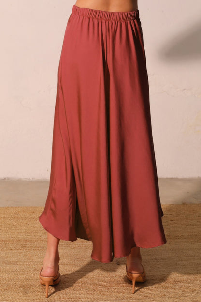 Washed Poly Silk Midi Swing Skirt - Tigbul's Variety Fashion Shop