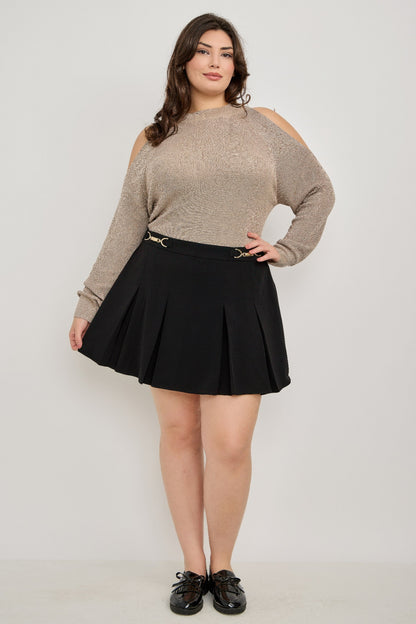 Plus Size Cold-shoulder Knit Sweater - Tigbul's Variety Fashion Shop