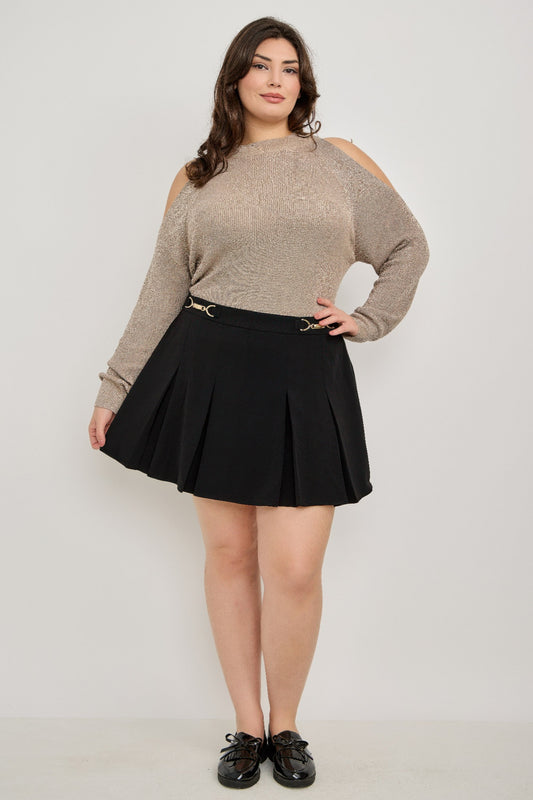 Plus Size Cold-shoulder Knit Sweater - Tigbul's Variety Fashion Shop