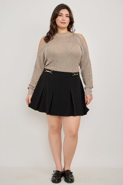 Plus Size Cold-shoulder Knit Sweater - Tigbul's Variety Fashion Shop