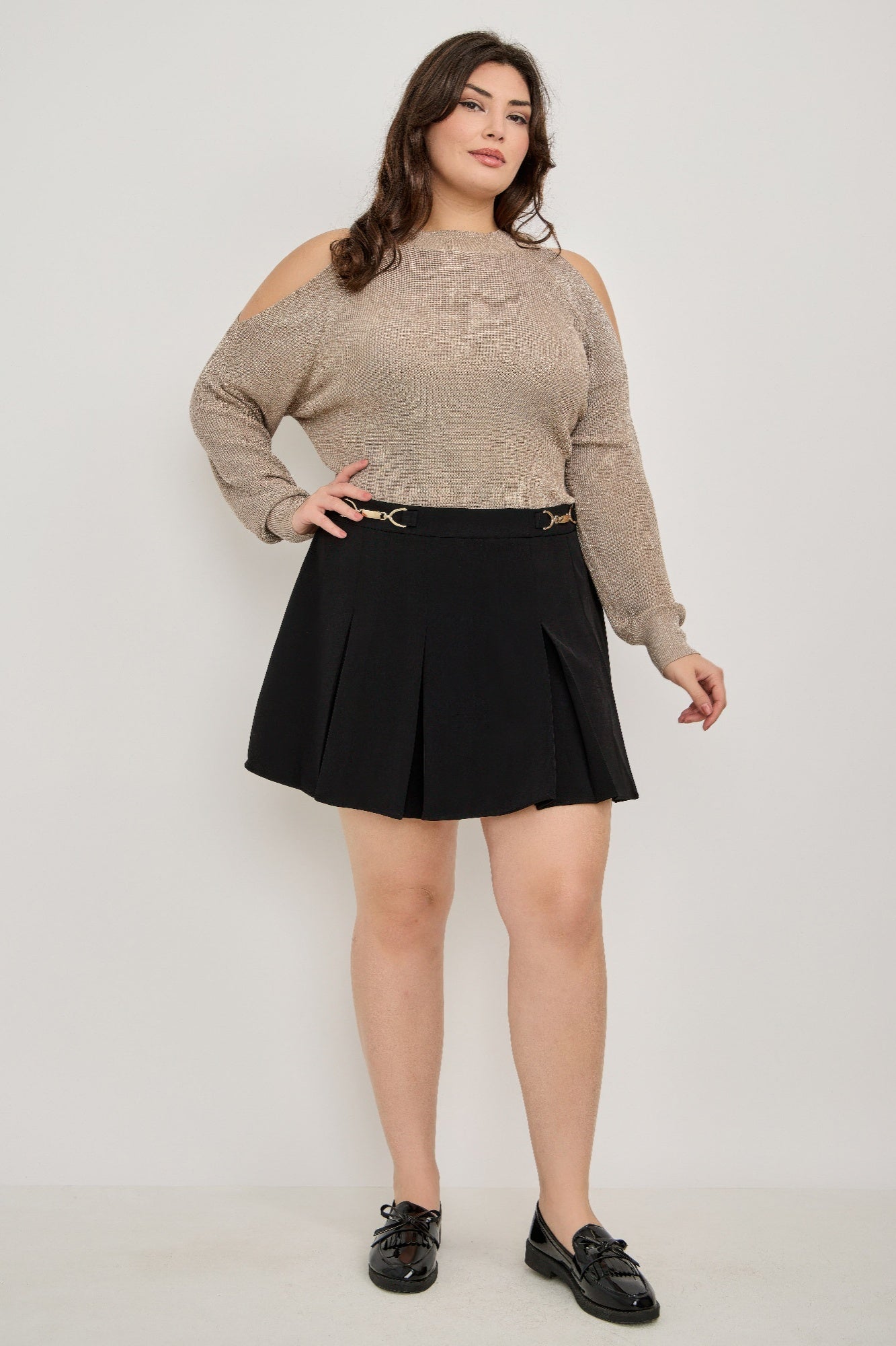 Plus Size Cold-shoulder Knit Sweater - Tigbul's Variety Fashion Shop