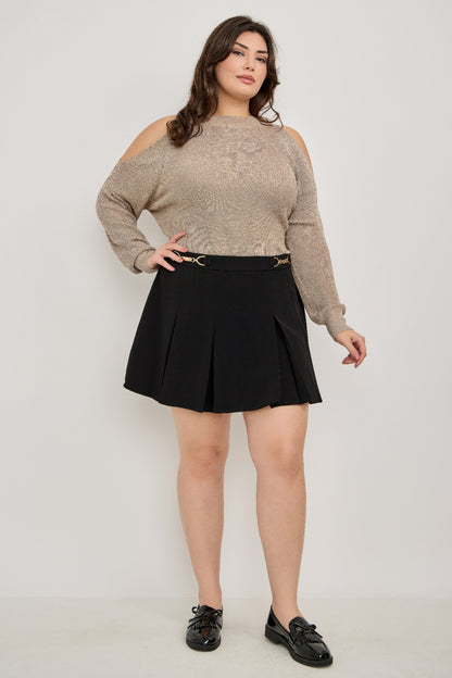 Plus Size Cold-shoulder Knit Sweater - Tigbul's Variety Fashion Shop
