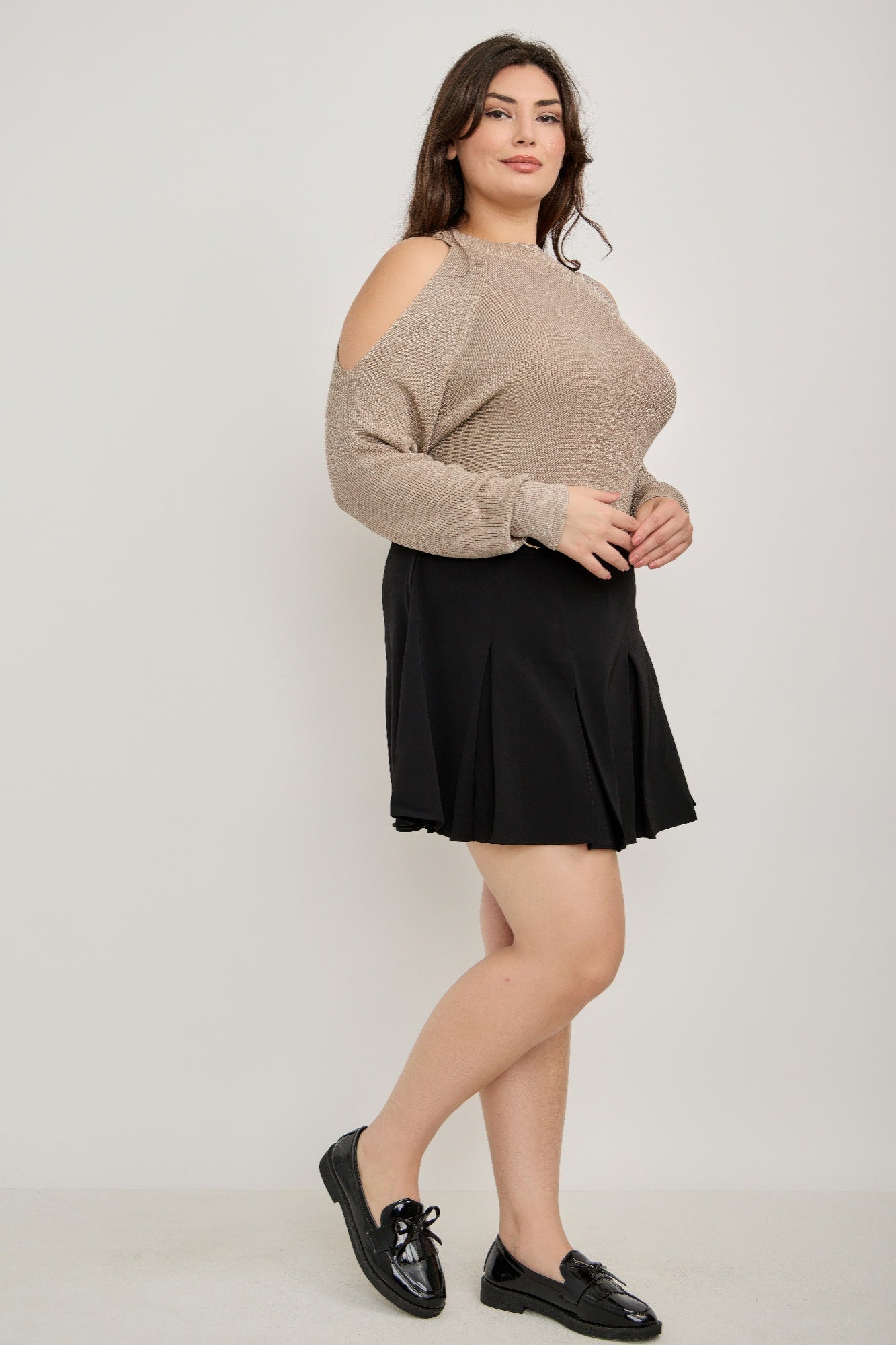 Plus Size Cold-shoulder Knit Sweater - Tigbul's Variety Fashion Shop