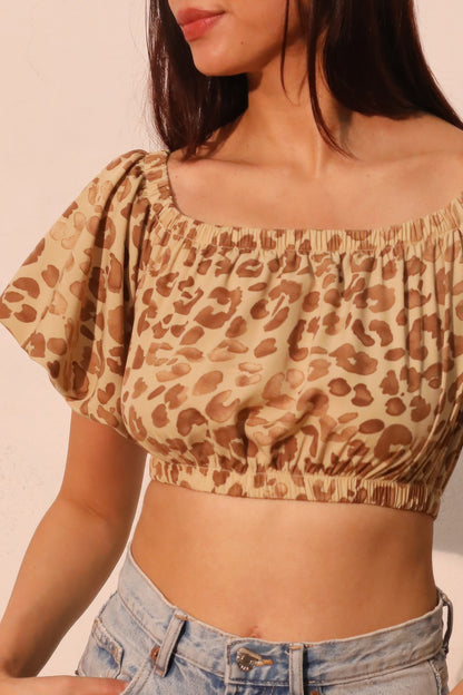 Wild Babe Bubble Sleeve Crop Top - Tigbul's Variety Fashion Shop