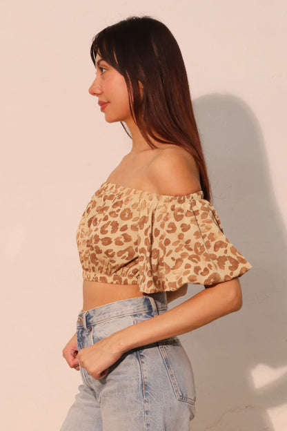 Wild Babe Bubble Sleeve Crop Top - Tigbul's Variety Fashion Shop