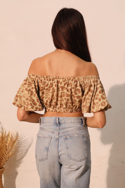 Wild Babe Bubble Sleeve Crop Top - Tigbul's Variety Fashion Shop