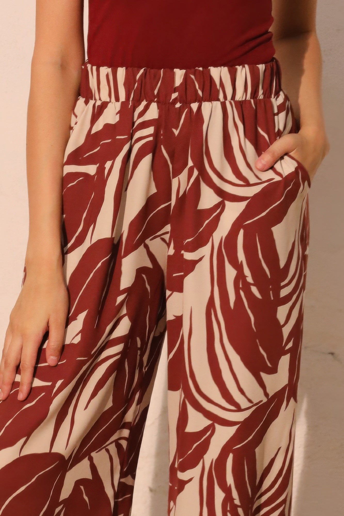 Lucca Leaf Pocket Pants - Tigbul's Variety Fashion Shop