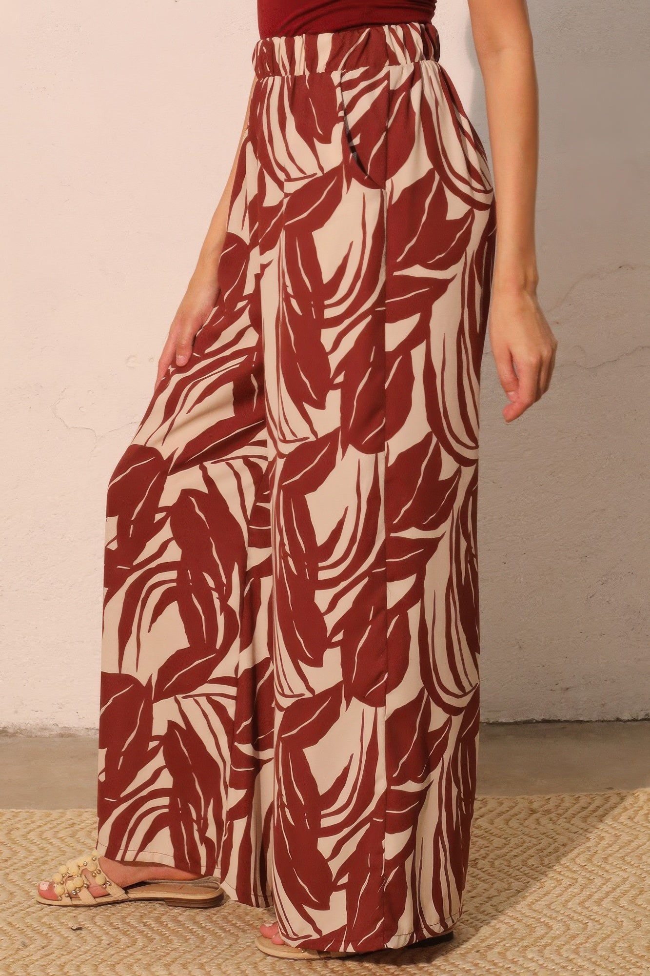 Lucca Leaf Pocket Pants - Tigbul's Variety Fashion Shop