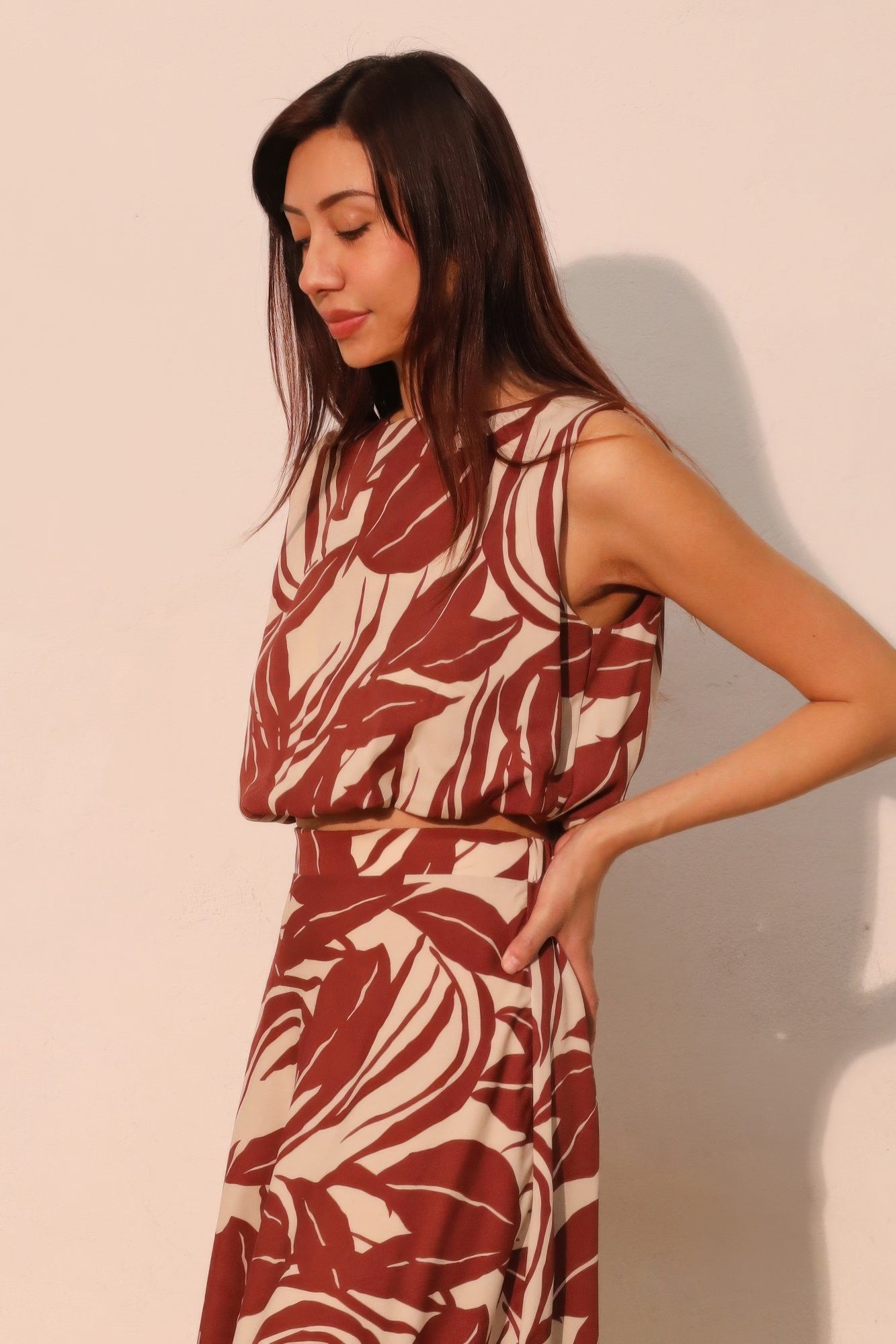 Lucca Leaf Bubble Crop Top - Tigbul's Variety Fashion Shop