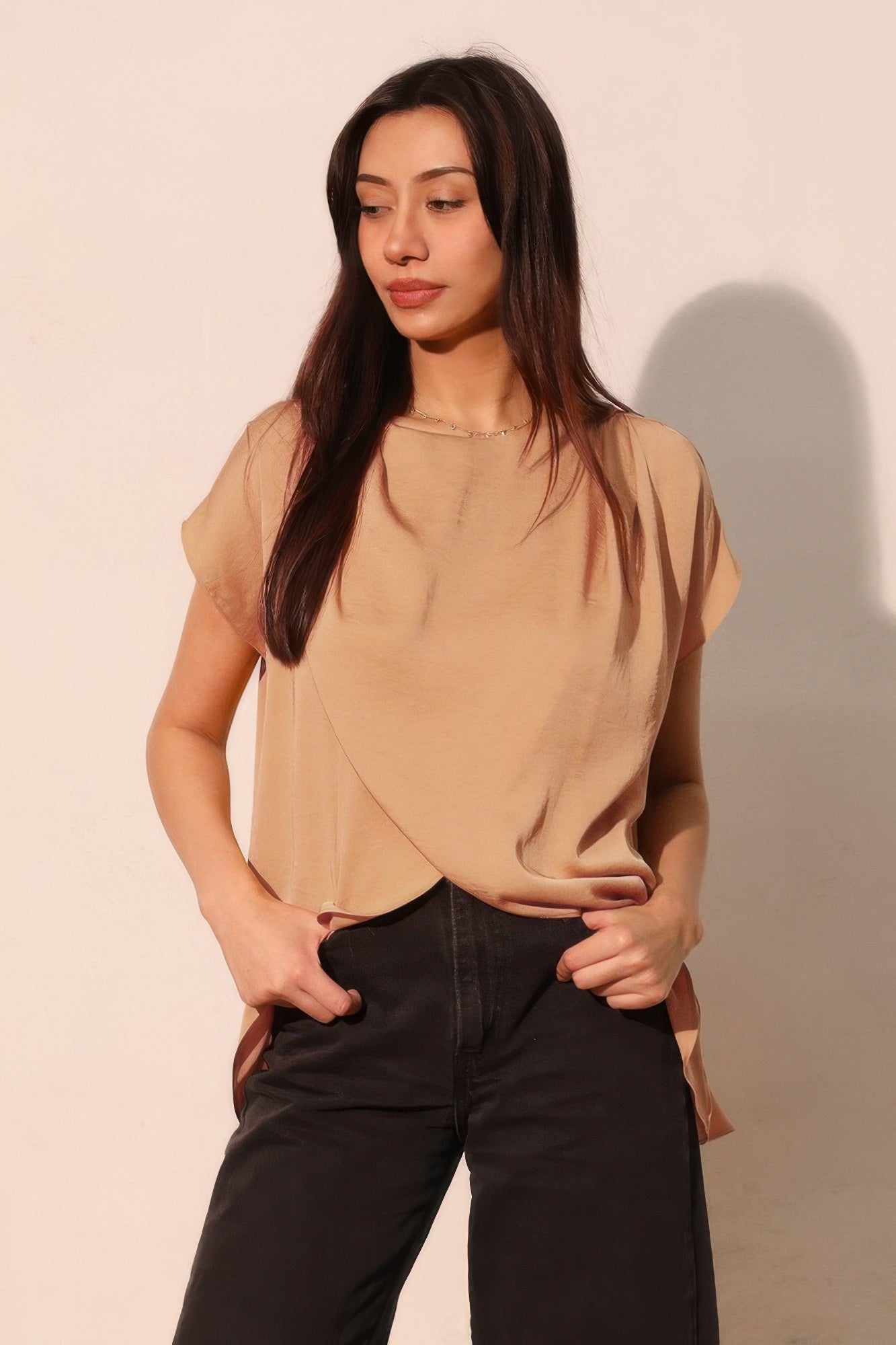 Washed Poly Silk Tulip Tunic Top - Tigbul's Variety Fashion Shop