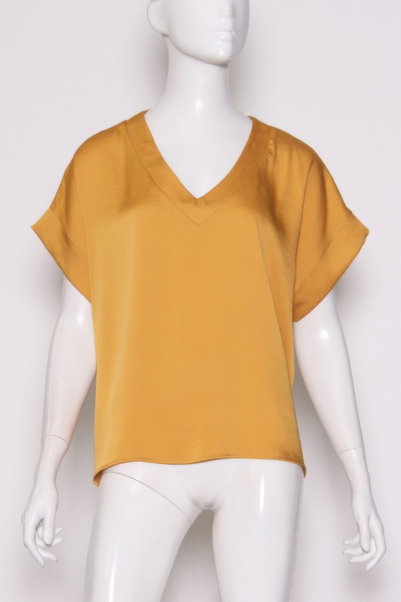 Washed Poly Silk V-neck Tee - Tigbul's Variety Fashion Shop