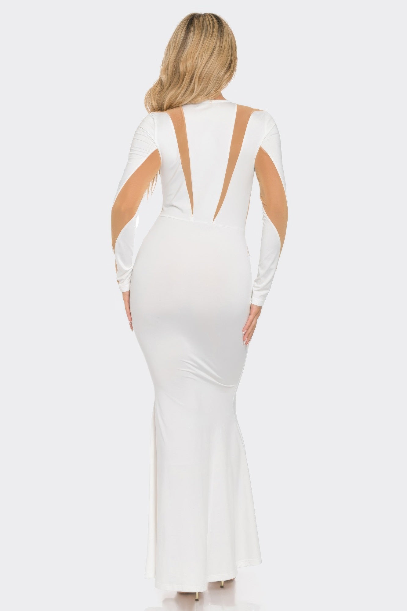 Mesh Cut Out Detail Maxi Dress - Tigbul's Variety Fashion Shop