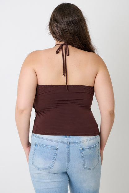 Plus Size Halter Cowl Neck Draped Top - Tigbul's Variety Fashion Shop