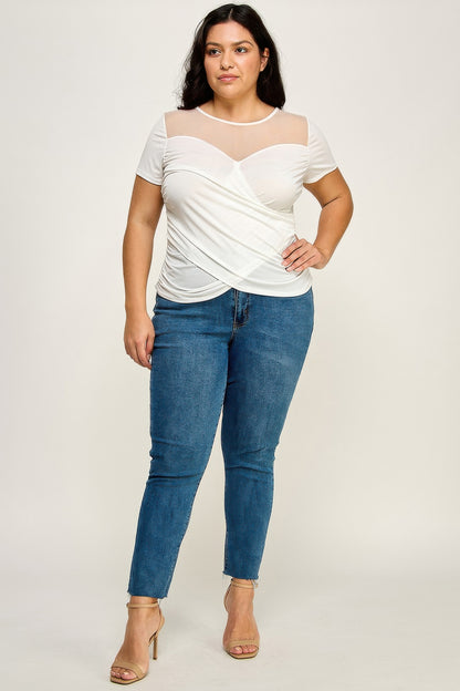 Mesh Wrap Top - Tigbul's Variety Fashion Shop