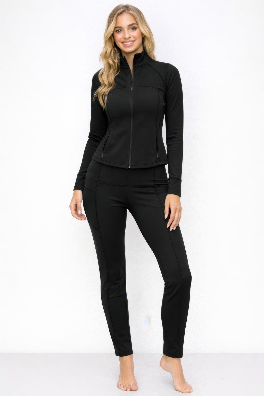 Athletic Workout Lounge Zip Up Jacket And Pant Set - Tigbul's Variety Fashion Shop