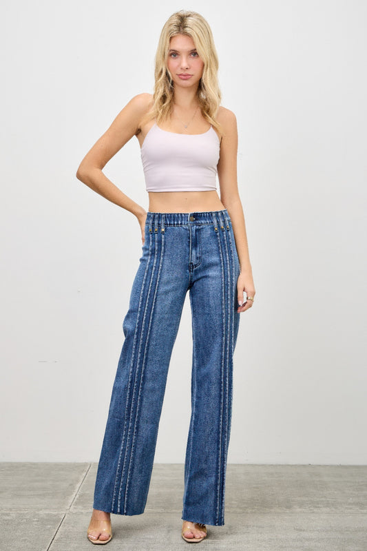 High Rise Straight With Front Lines - Tigbul's Variety Fashion Shop