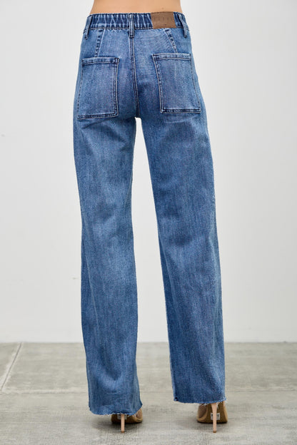 High Rise Straight With Front Lines - Tigbul's Variety Fashion Shop